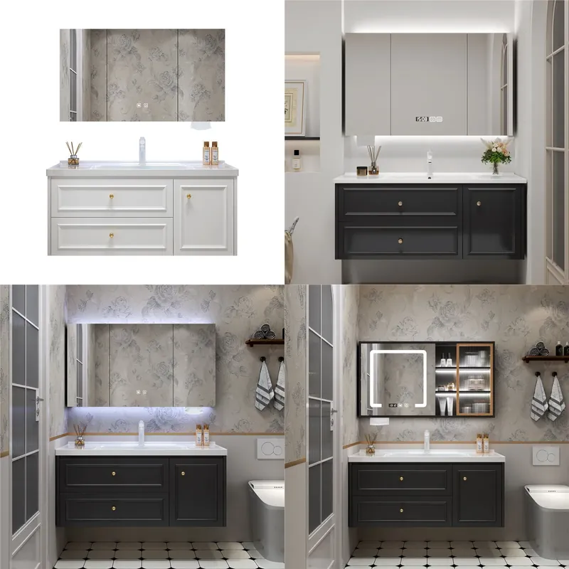 Home Bathroom Vanity Combo - French Style Black Bathroom Vanity Set