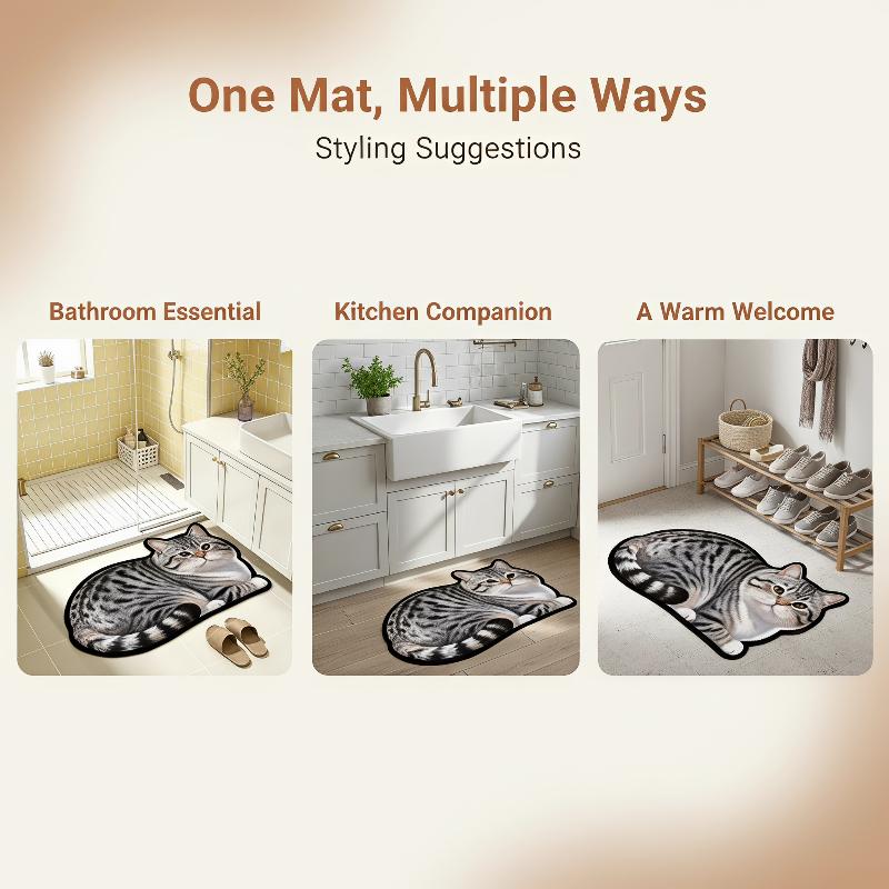 Home Bathroom Ideas - Diatomite Bath Mat Lovely Cat Print