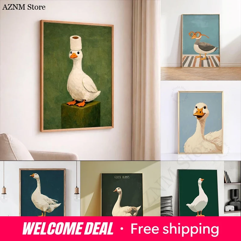 Home Bathroom Decor Ideas - Duck Goose Poster, Funny Bathroom Wall
