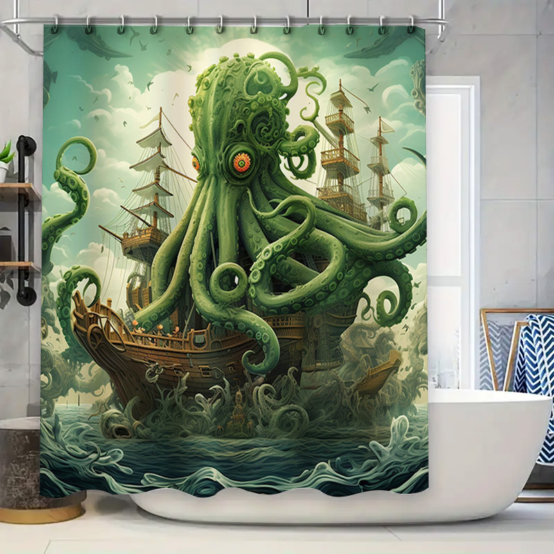 Home Bathroom Decor Ideas - Octopus Ship Shower Curtain Surreal Marine