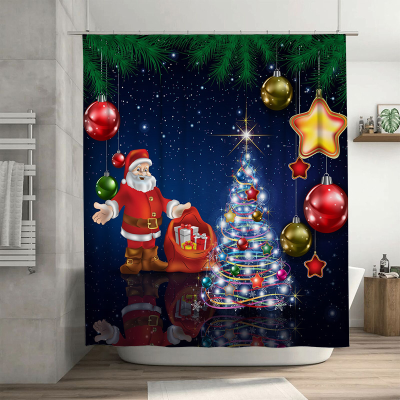 Home Bathroom Decor Ideas - TU Christmas Shower Curtain Santa Claus
