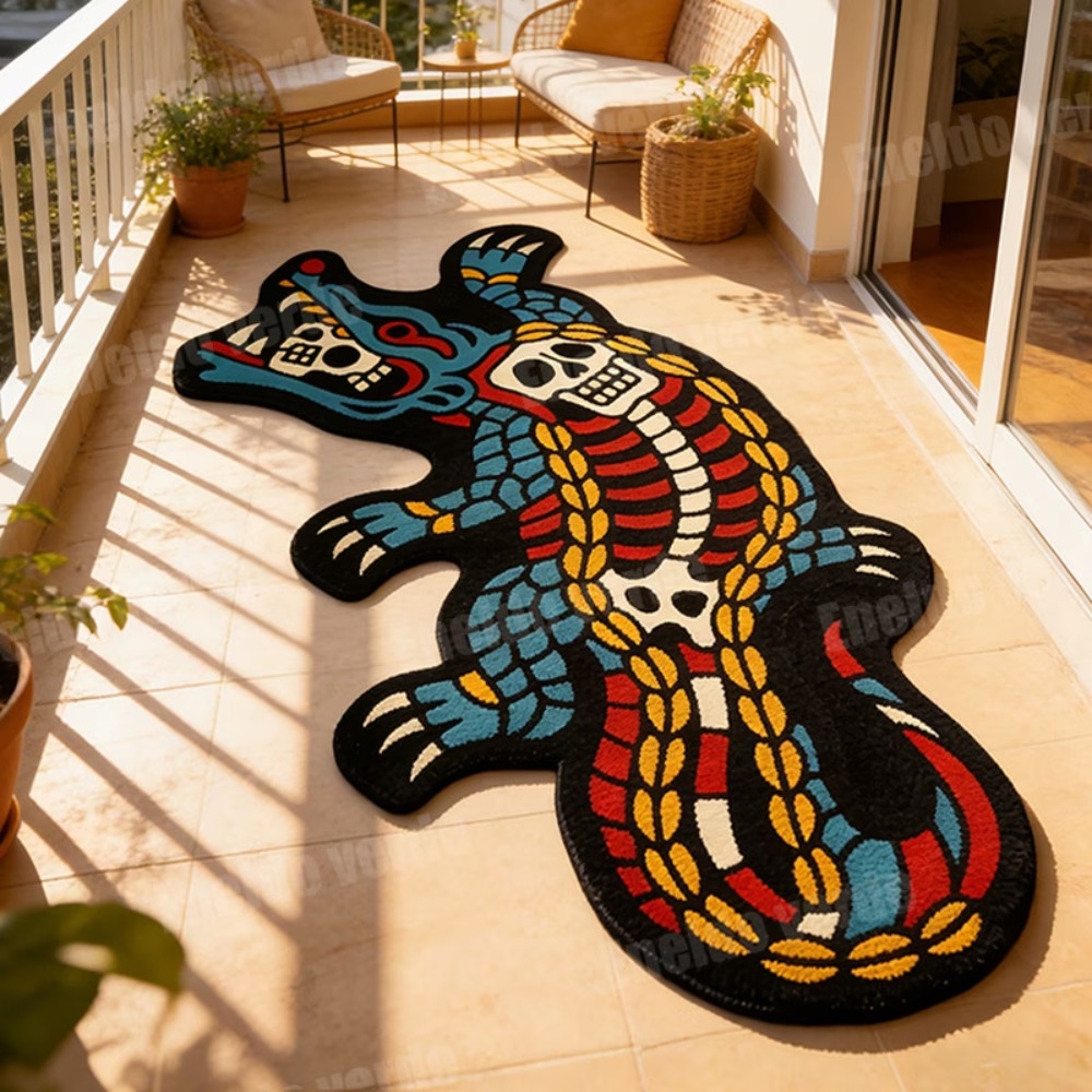 Home Bathroom Carpet - Durable Wool-like Fabric Crocodile Shape Rug