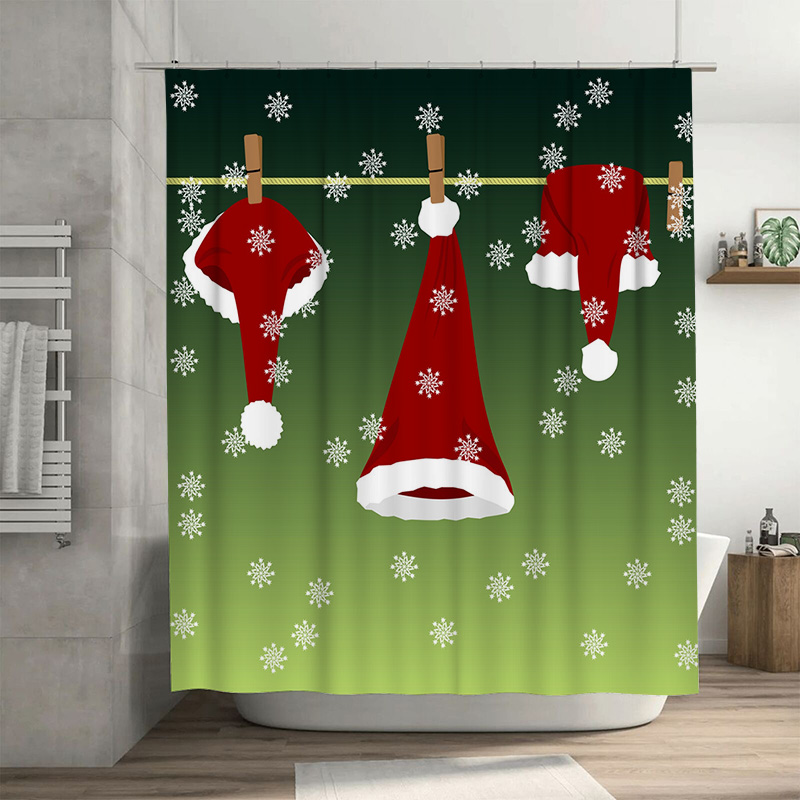 Home Bathroom Decor Ideas - TU Festive Christmas Shower Curtain Red