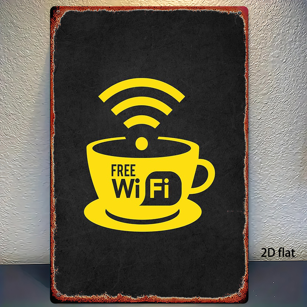 Home Bathroom Decor Ideas - 2D Vintage Metal Sign, WiFi Zone