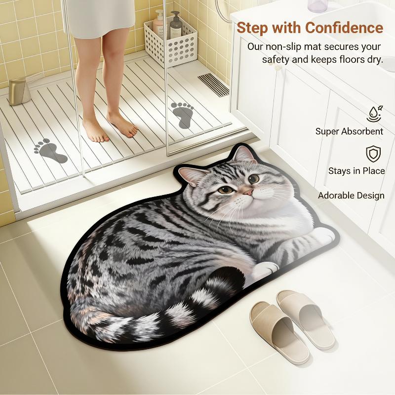Diatomite Bath Mat Lovely Cat  - Home Bathroom Ideas review and price