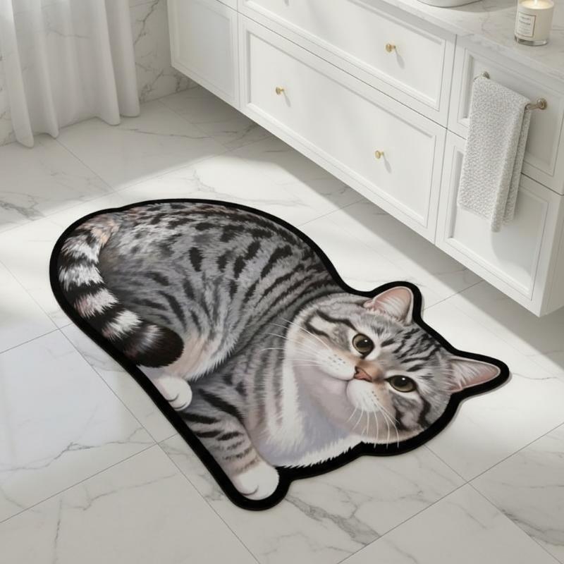 Diatomite Bath Mat Lovely Cat  - Home Bathroom Ideas review and price