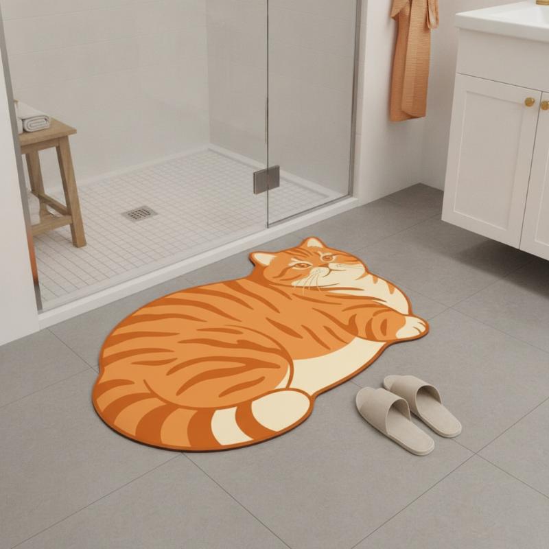 Diatomite Bath Mat Lovely Cat  - Home Bathroom Ideas review and price
