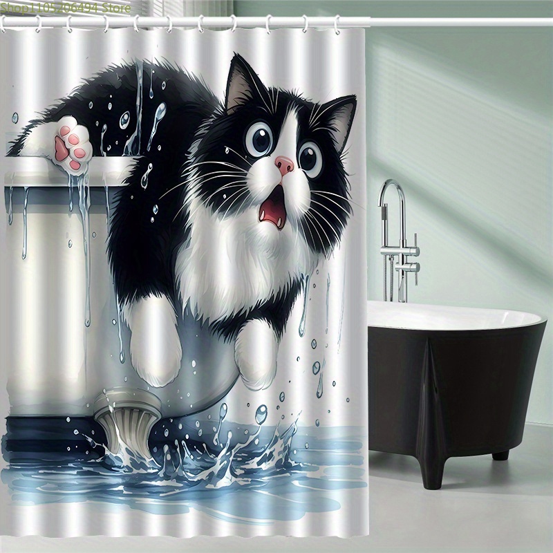 Funny Cat Jumping from Bathtub - Home Bathroom Decor Ideas review and price