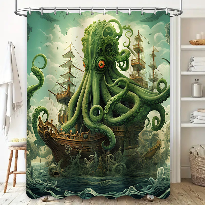 Octopus Ship Shower Curtain Su - Home Bathroom Decor Ideas review and price
