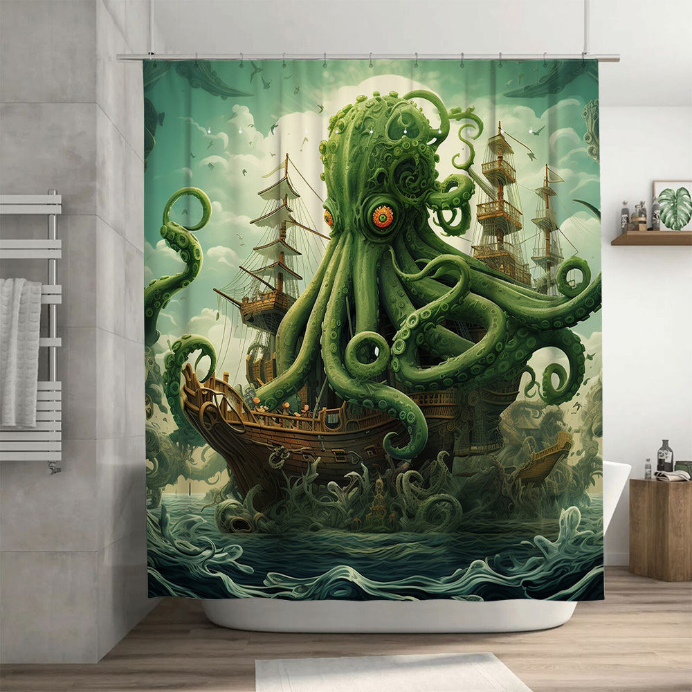 Octopus Ship Shower Curtain Su - Home Bathroom Decor Ideas review and price