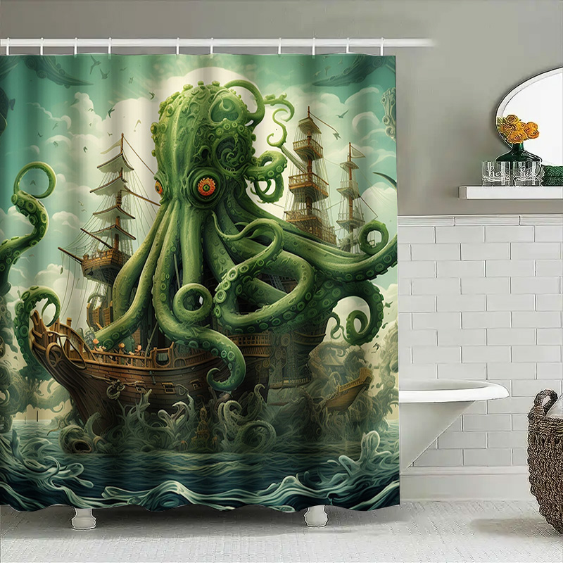 Octopus Ship Shower Curtain Su - Home Bathroom Decor Ideas review and price