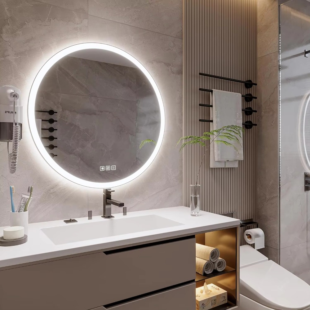 Modern 20-Inch Round Aluminum  - Bathroom Mirror Led review and price