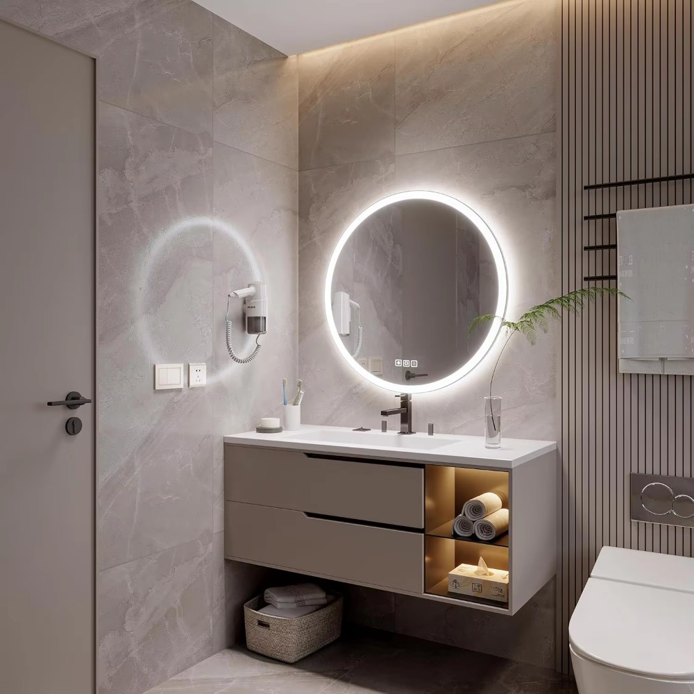 Modern 20-Inch Round Aluminum  - Bathroom Mirror Led review and price