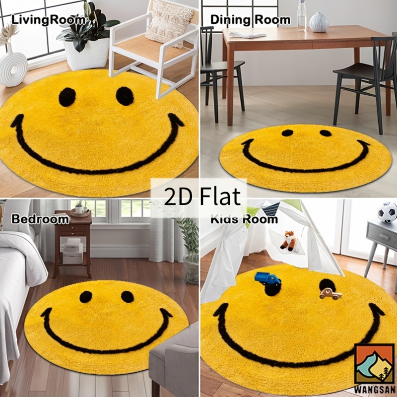 2D Round Flannel Rug Smiley Fa - Home Bathroom Carpet review and price