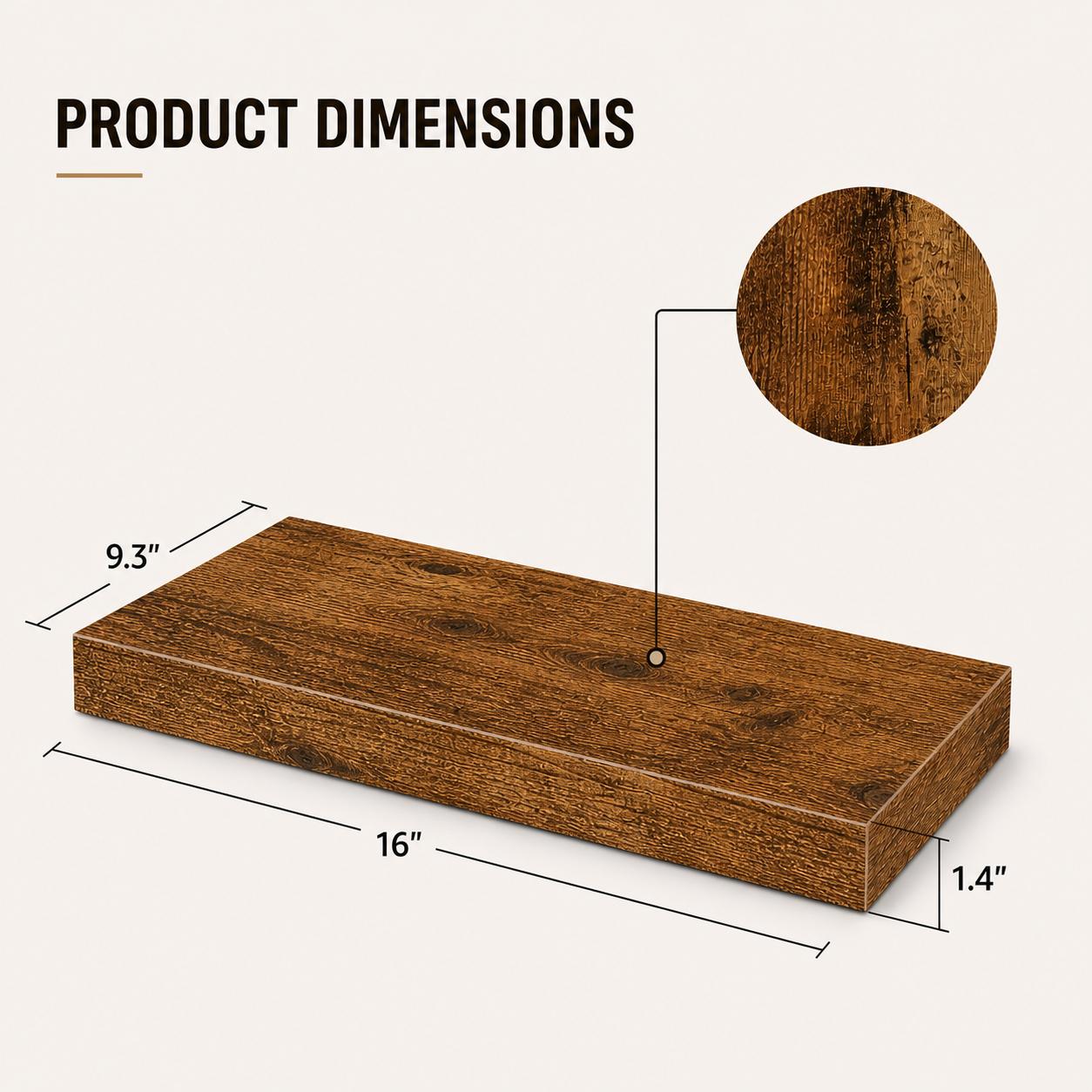 2Pcs Rustic Wood Floating Shel - Home Bathroom Organizer review and price