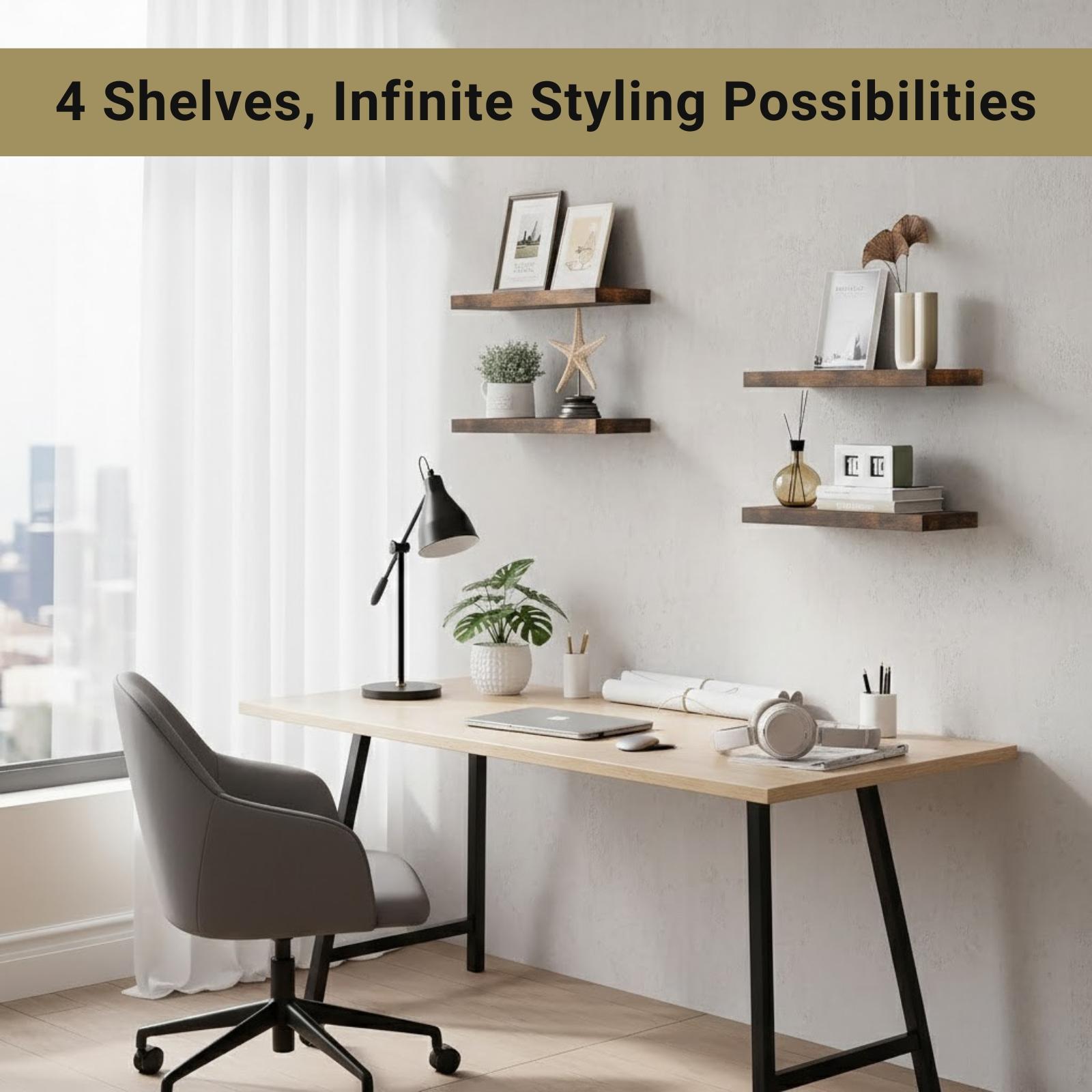 4Pcs Floating Shelves Wall Mou - Home Bathroom Organizer review and price
