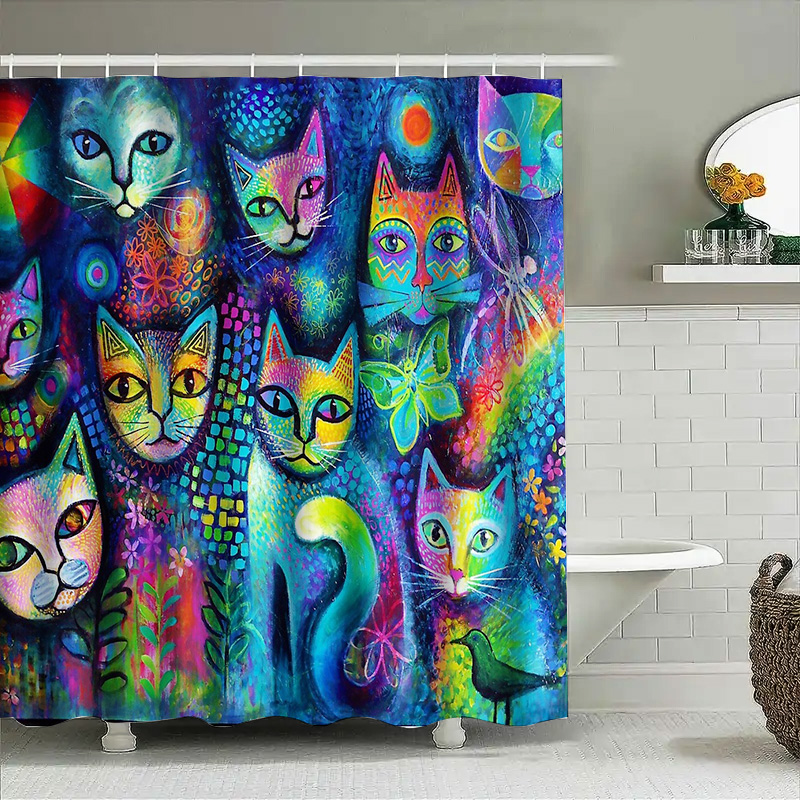 Cat Shower Curtain Artistic An - Home Bathroom Decor Ideas review and price