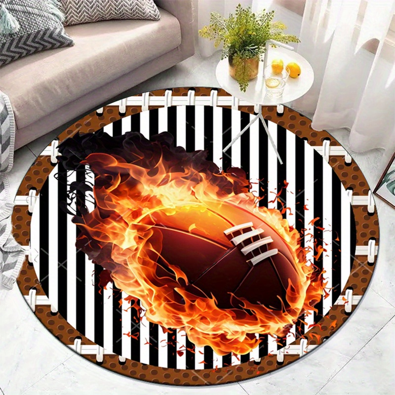 Flaming Football Round Rug for - Home Bathroom Decor Ideas review and price