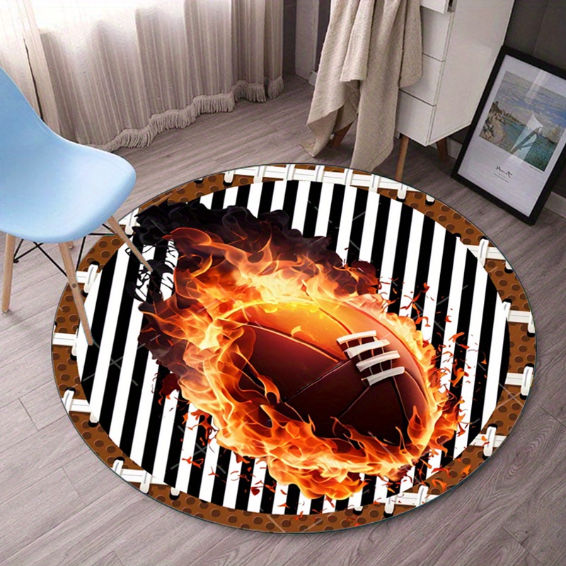 Flaming Football Round Rug for - Home Bathroom Decor Ideas review and price