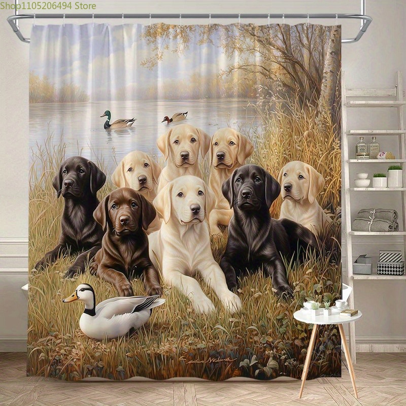 Labrador Dog Family Shower Cur - Home Bathroom Decor Ideas review and price