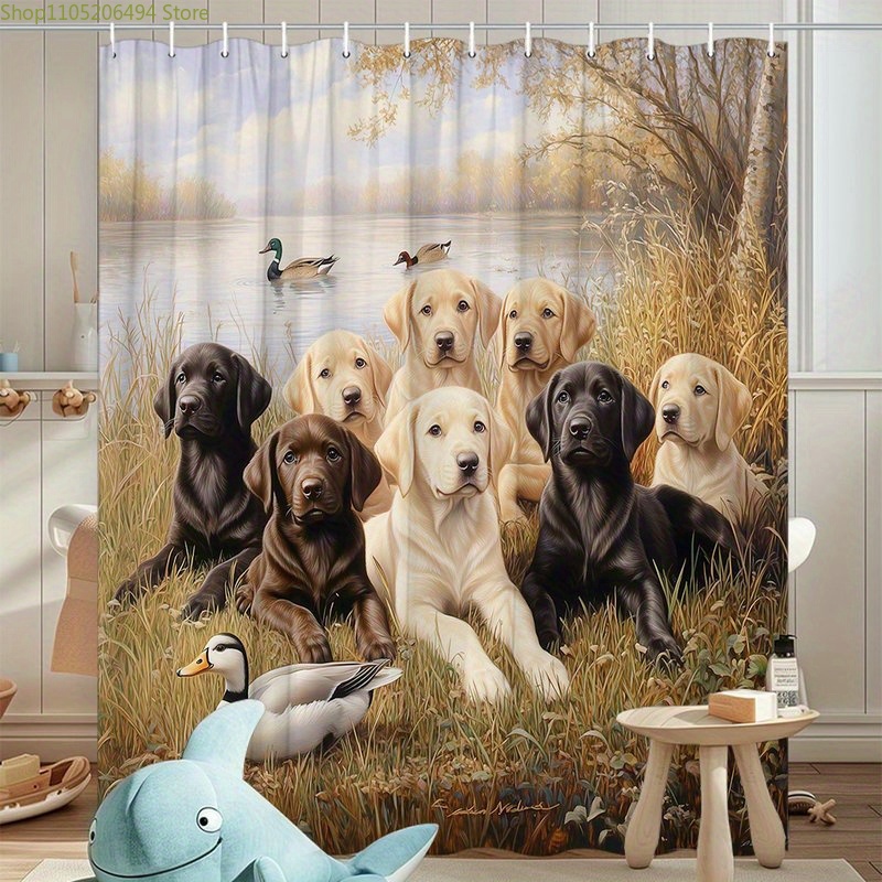 Labrador Dog Family Shower Cur - Home Bathroom Decor Ideas review and price