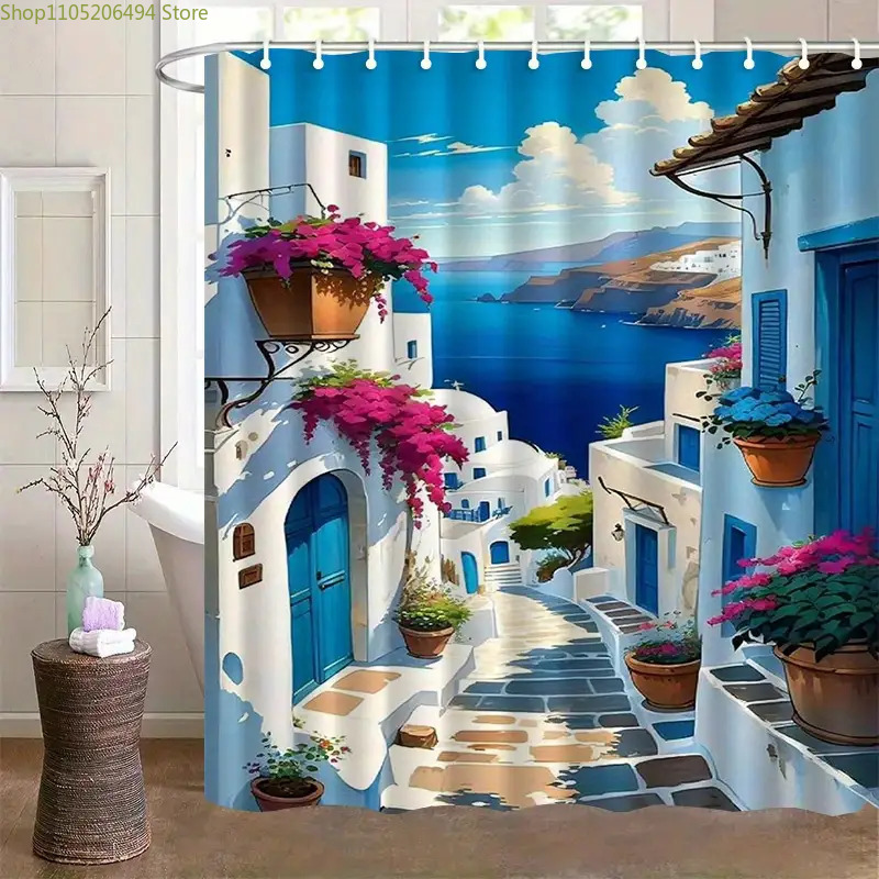 Santorini Greek Island Shower  - Home Bathroom Decor Ideas review and price